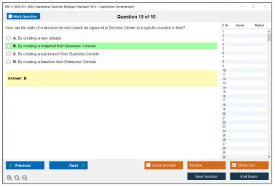 IBM C1000-010 IBM Operational Decision Manager Standard V8.9.1 Application Development Practice test exam simulator test engine exam Prep practice test questions answers Image 10