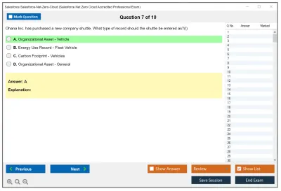 Salesforce Salesforce-Net-Zero-Cloud Salesforce Net Zero Cloud Accredited Professional Exam Practice test exam simulator test engine exam Prep practice test questions answers Image 7