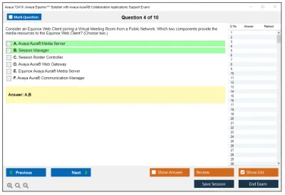 Avaya 7241X Avaya Equinox™ Solution with Avaya AuraÂ® Collaboration Applications Support Exam Practice test exam simulator test engine exam Prep practice test questions answers Image 4