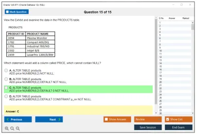 Oracle 1z0-071 Oracle Database 12c SQL Practice test exam simulator test engine exam Prep practice test questions answers Image 15