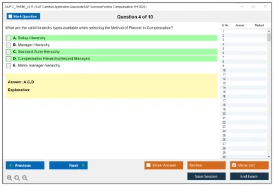 SAP C_THR86_2211 SAP Certified Application AssociateSAP SuccessFactors Compensation 1H/2022 Practice test exam simulator test engine exam Prep practice test questions answers Image 4
