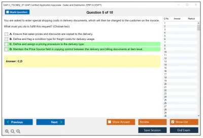 SAP C_TSCM62_67 SAP Certified Associate - Sales and Distribution, ERP 6.0 EhP7 Practice test exam simulator test engine exam Prep practice test questions answers Image 5