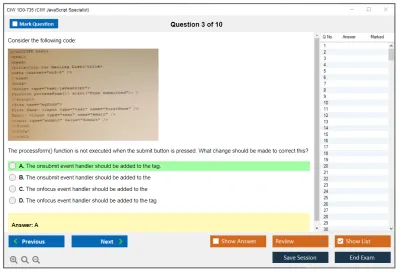 CIW 1D0-735 CIW JavaScript Specialist Practice test exam simulator test engine exam Prep practice test questions answers Image 3