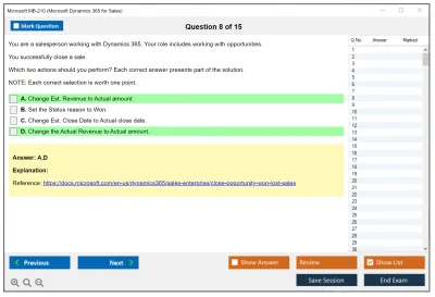 Microsoft MB-210 Microsoft Dynamics 365 for Sales Practice test exam simulator test engine exam Prep practice test questions answers Image 8