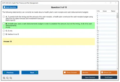 AHIP AHM-520 Health Plan Finance and Risk Management Practice test exam simulator test engine exam Prep practice test questions answers Image 5