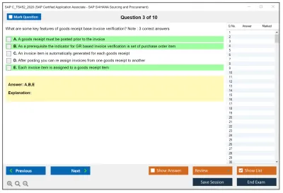 SAP C_TS452_2020 SAP Certified Application Associate - SAP S/4HANA Sourcing and Procurement Practice test exam simulator test engine exam Prep practice test questions answers Image 3