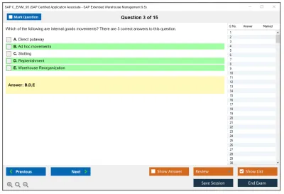 SAP C_EWM_95 SAP Certified Application Associate - SAP Extended Warehouse Management 9.5 Practice test exam simulator test engine exam Prep practice test questions answers Image 3