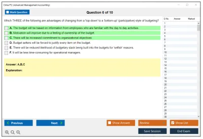 Cima P2 Advanced Management Accounting Practice test exam simulator test engine exam Prep practice test questions answers Image 6
