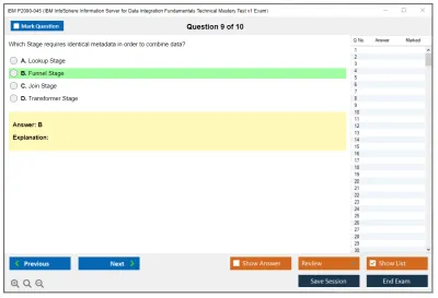 IBM P2090-045 IBM InfoSphere Information Server for Data Integration Fundamentals Technical Mastery Test v1 Exam Practice test exam simulator test engine exam Prep practice test questions answers Image 9