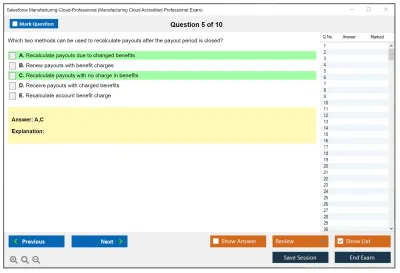 Salesforce Manufacturing-Cloud-Professional Manufacturing Cloud Accredited Professional Practice test exam simulator test engine exam Prep practice test questions answers Image 5
