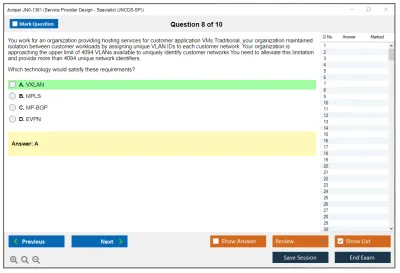 Juniper JN0-1361 Service Provider Design - Specialist (JNCDS-SP) Practice test exam simulator test engine exam Prep practice test questions answers Image 8