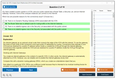 Oracle 1z0-1072 Oracle Cloud Infrastructure 2019 Architect Associate Practice test exam simulator test engine exam Prep practice test questions answers Image 2