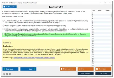 Adobe AD0-E318 Adobe Campaign Classic Architect Master Practice test exam simulator test engine exam Prep practice test questions answers Image 7
