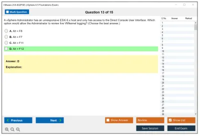 VMware 2V0-602PSE vSphere 6.5 Foundations Exam Practice test exam simulator test engine exam Prep practice test questions answers Image 13