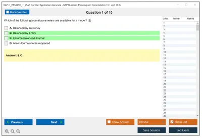 SAP C_EPMBPC_11 SAP Certified Application Associate - SAP Business Planning and Consolidation 10.1 and 11.0 Practice test exam simulator test engine exam Prep practice test questions answers Image 1