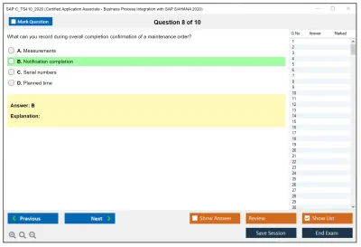 SAP C_TS410_2020 SAP Certified Associate - Business Process Integration with SAP S/4HANA 2020 Practice test exam simulator test engine exam Prep practice test questions answers Image 8