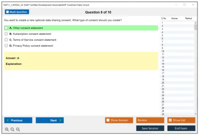 SAP C_C4H620_24 SAP Certified Development AssociateSAP Customer Data Cloud Practice test exam simulator test engine exam Prep practice test questions answers Image 8