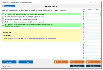 VMware 2V0-72.22 Professional Develop VMware Spring Practice test exam simulator test engine exam Prep practice test questions answers Image 2