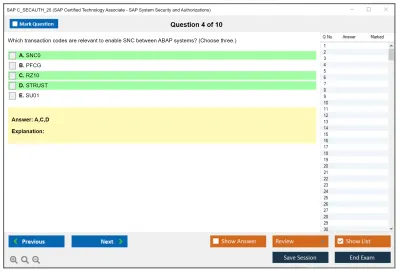 SAP C_SECAUTH_20 SAP Certified Technology Associate - SAP System Security and Authorizations Practice test exam simulator test engine exam Prep practice test questions answers Image 4