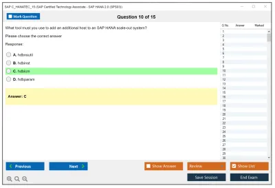 SAP C_HANATEC_15 SAP Certified Technology Associate - SAP HANA 2.0 (SPS03) Practice test exam simulator test engine exam Prep practice test questions answers Image 10