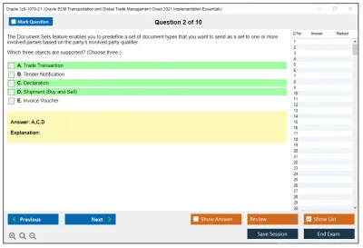 Oracle 1z0-1079-21 Oracle SCM Transportation and Global Trade Management Cloud 2021 Implementation Essentials Practice test exam simulator test engine exam Prep practice test questions answers Image 2