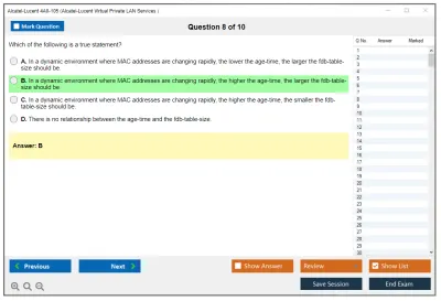 Alcatel-Lucent 4A0-105 Nokia Virtual Private LAN Services Practice test exam simulator test engine exam Prep practice test questions answers Image 8