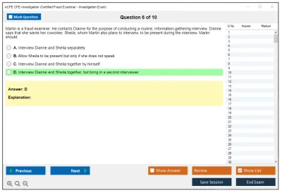 ACFE CFE-Investigation Certified Fraud Examiner (CFE) - Investigation Practice test exam simulator test engine exam Prep practice test questions answers Image 6