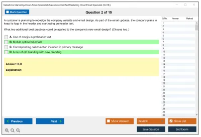 Salesforce Marketing-Cloud-Email-Specialist Salesforce Certified Marketing Cloud Email Specialist Practice test exam simulator test engine exam Prep practice test questions answers Image 2
