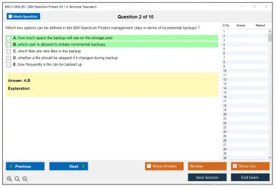 IBM C1000-051 IBM Spectrum Protect V8.1.8 Technical Specialist Practice test exam simulator test engine exam Prep practice test questions answers Image 2