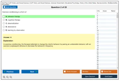 Test Prep CLEP-History-and-Social-Sciences CLEP History and Social Sciences: American Government, Educational Psychology, History of the United States, Macroeconomics, Microeconomics, Psychology Practice test exam simulator test engine exam Prep practice test questions answers Image 2
