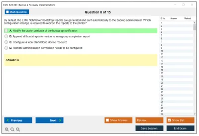 EMC E20-593 Backup &amp; Recovery Implementation Practice test exam simulator test engine exam Prep practice test questions answers Image 8