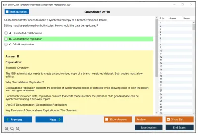 Esri EGMP2201 Enterprise Geodata Management Professional 2201 Practice test exam simulator test engine exam Prep practice test questions answers Image 6