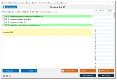 Salesforce Mobile-Solutions-Architecture-Designer Salesforce Certified Mobile Solutions Architecture Designer Practice test exam simulator test engine exam Prep practice test questions answers Image 2