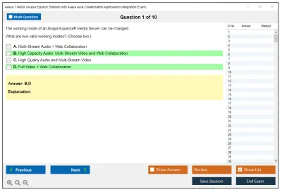 Avaya 71400X Avaya Equinox Solution with Avaya Aura Collaboration Applications Integration Exam Practice test exam simulator test engine exam Prep practice test questions answers Image 1