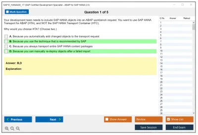 SAP E_HANAAW_17 SAP Certified Development Specialist - ABAP for SAP HANA 2.0 Practice test exam simulator test engine exam Prep practice test questions answers Image 1