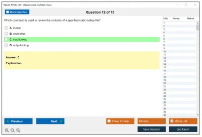 Splunk SPLK-1001 Splunk Core Certified User Practice test exam simulator test engine exam Prep practice test questions answers Image 12