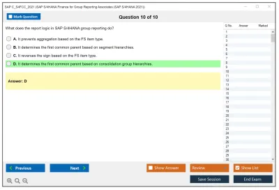 SAP C_S4FCC_2021 SAP Certified Associate - SAP S/4HANA Finance for Group Reporting Associates Practice test exam simulator test engine exam Prep practice test questions answers Image 10