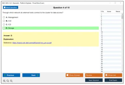 EMC DES-1241 Specialist - Platform Engineer PowerStore Exam Practice test exam simulator test engine exam Prep practice test questions answers Image 4