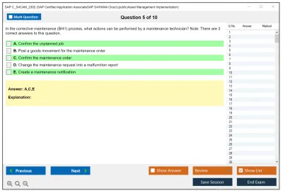 SAP C_S4CAM_2302 SAP Certified Application AssociateSAP S/4HANA Cloud (public)Asset Management Implementation Practice test exam simulator test engine exam Prep practice test questions answers Image 5