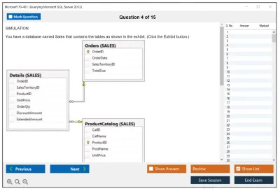 Microsoft 70-461 Querying Microsoft SQL Server 2012 Practice test exam simulator test engine exam Prep practice test questions answers Image 4