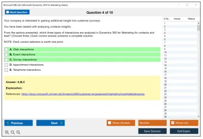 Microsoft MB-220 Microsoft Dynamics 365 Customer Insights (Journeys) Functional Consultant Practice test exam simulator test engine exam Prep practice test questions answers Image 4