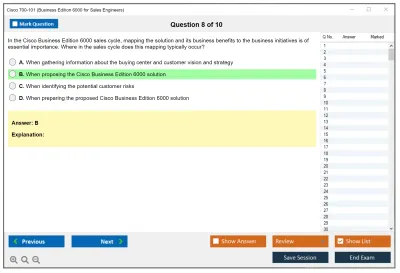 Cisco 700-101 Business Edition 6000 for Sales Engineers Practice test exam simulator test engine exam Prep practice test questions answers Image 8
