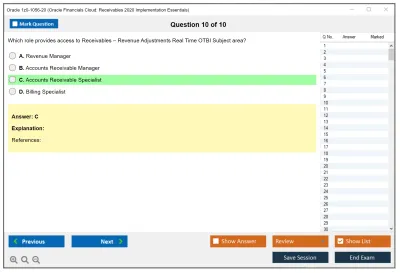 Oracle 1z0-1056-20 Oracle Financials Cloud: Receivables 2020 Implementation Essentials Practice test exam simulator test engine exam Prep practice test questions answers Image 10