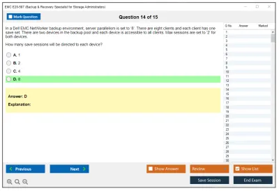 EMC E20-597 Backup & Recovery Specialist for Storage Administrators Practice test exam simulator test engine exam Prep practice test questions answers Image 14
