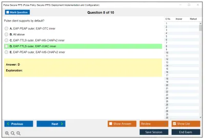 Pulse Secure PPS Pulse Policy Secure (PPS) Deployment Implementation and Configuration Practice test exam simulator test engine exam Prep practice test questions answers Image 8