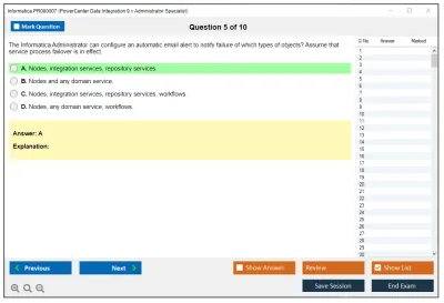Informatica PR000007 PowerCenter Data Integration 9.x Administrator Specialist Practice test exam simulator test engine exam Prep practice test questions answers Image 5
