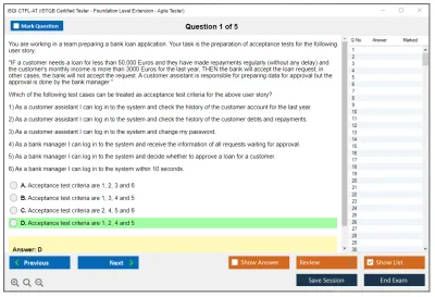 iSQI CTFL-AT Certified Tester Foundation Level Agile Tester Practice test exam simulator test engine exam Prep practice test questions answers Image 1