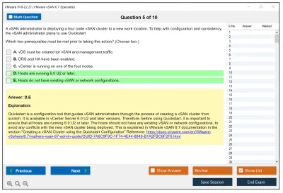 VMware 5V0-22.21 VMware vSAN 6.7 Specialist Practice test exam simulator test engine exam Prep practice test questions answers Image 5