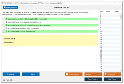 SAP C_C4H520_02 SAP Certified Associate - SAP Field Service Management 2005 Practice test exam simulator test engine exam Prep practice test questions answers Image 2