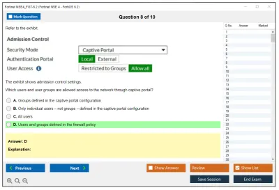 Fortinet NSE4_FGT-6.2 Fortinet NSE 4 - FortiOS 6.2 Practice test exam simulator test engine exam Prep practice test questions answers Image 8